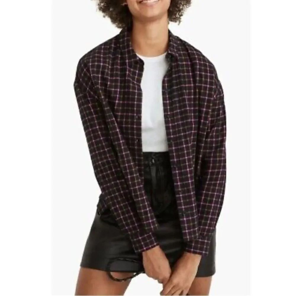 Madewell Flannel Westlake Shirt in Stoppard Plaid Women’s Small